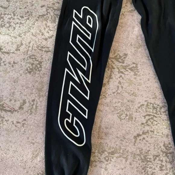 Heron Preston Black Joggers with White and Orange Accents